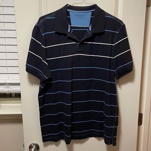 XL Navy, White, & Light Blue Fitted Short Sleeved Polo Shirt Banana Republic